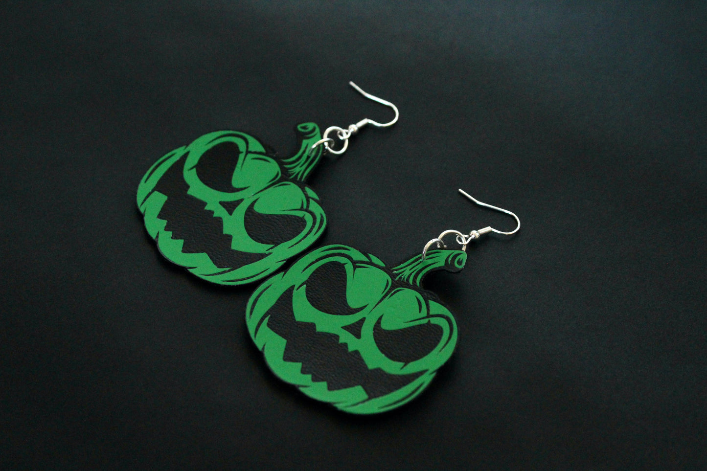 Faux Leather Green Pumpkin Earrings