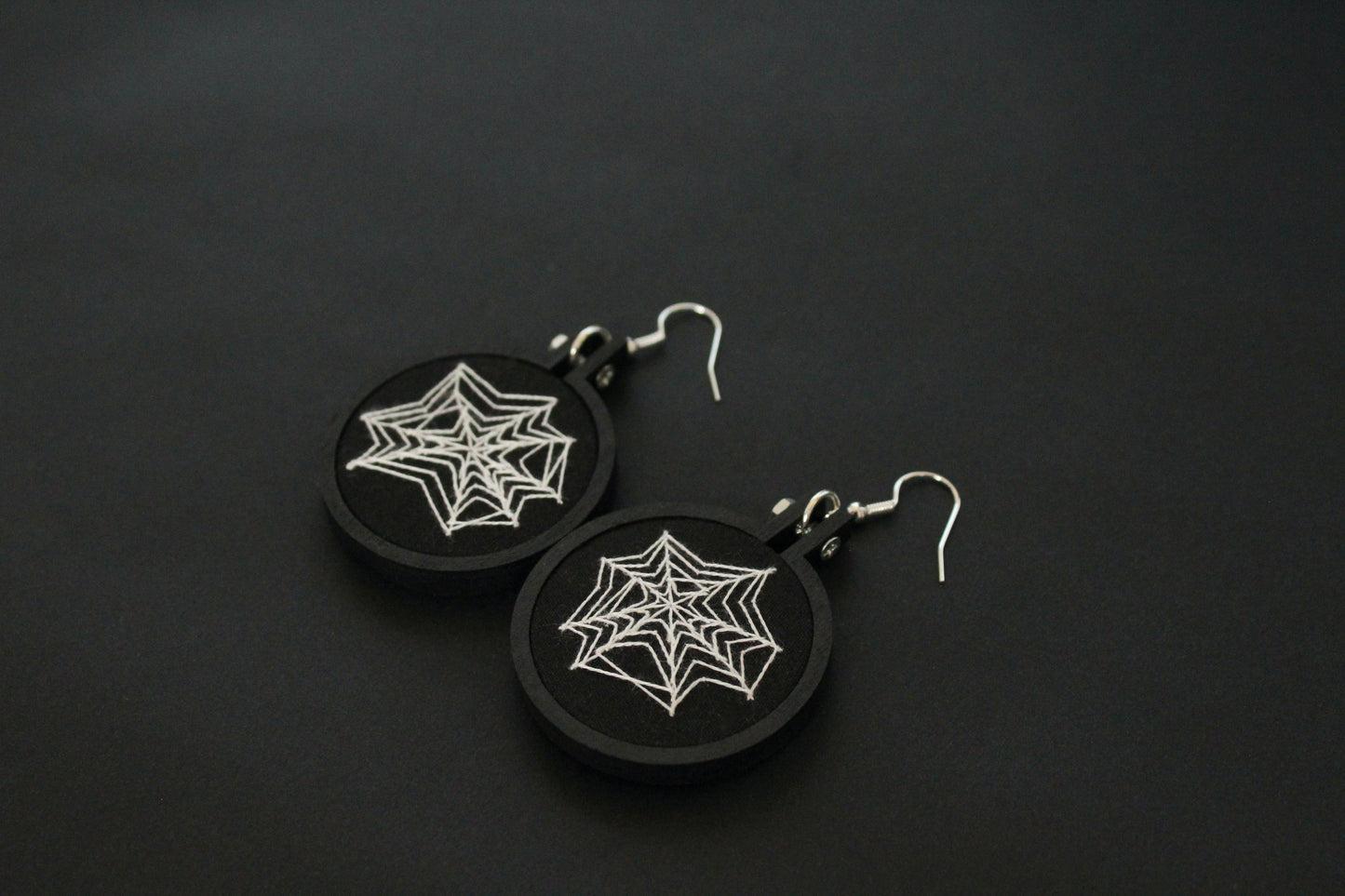Black and White Spiderweb Earrings