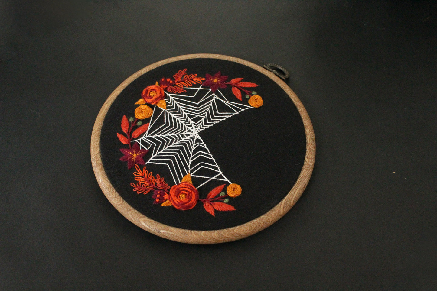 Autumnal Floral Spiderweb Hoop