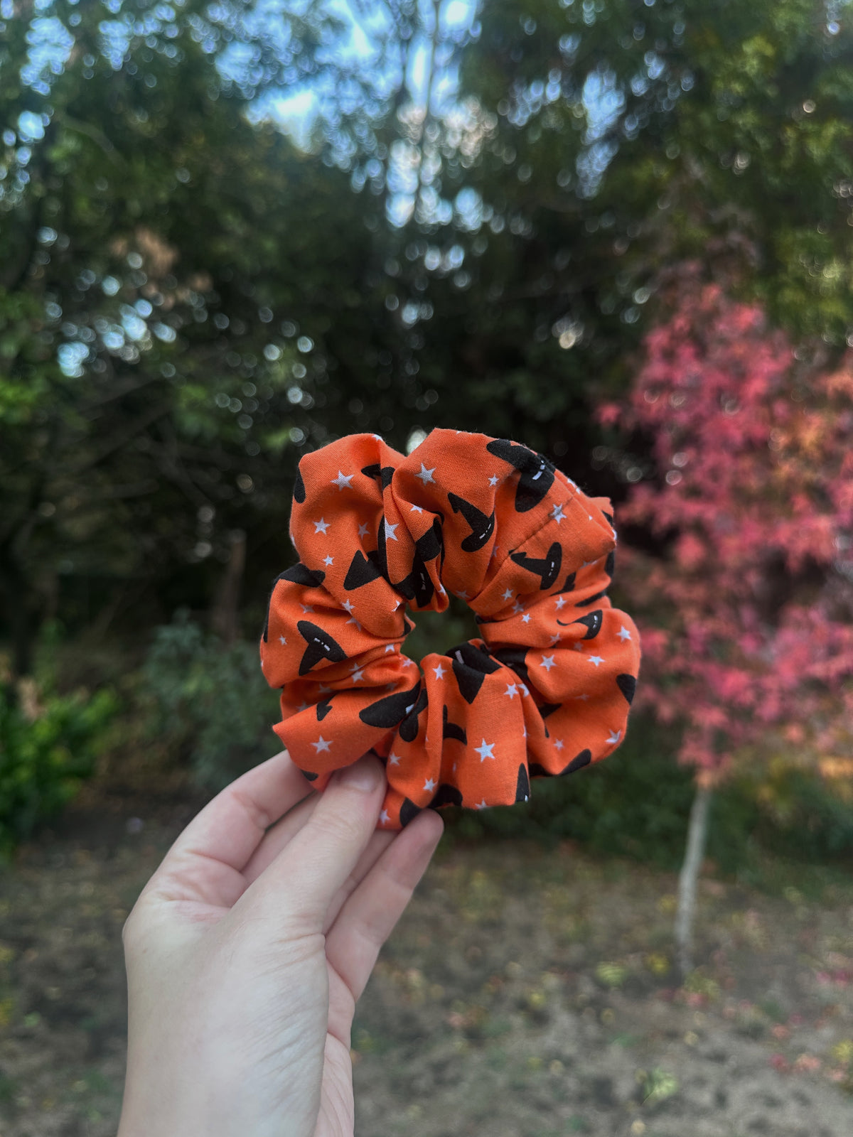 Orange Witches Hat Halloween Scrunchie