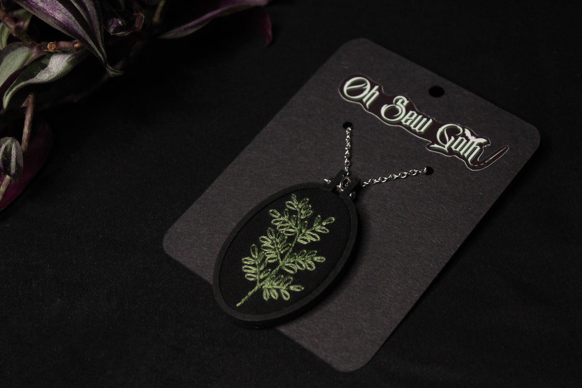 Embroidered Leaf Pendant
