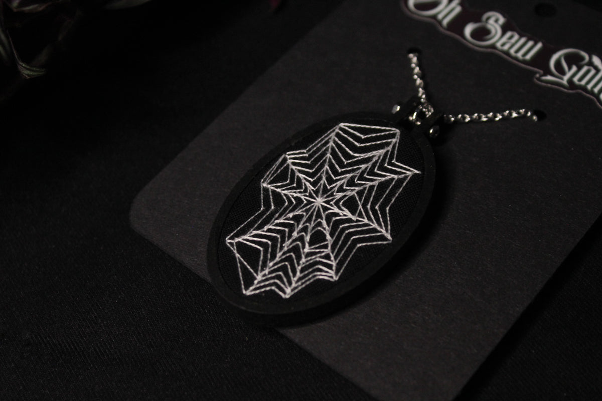 Embroidered Spiderweb Pendant
