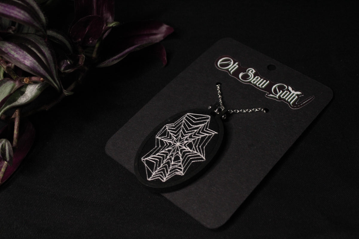 Embroidered Spiderweb Pendant