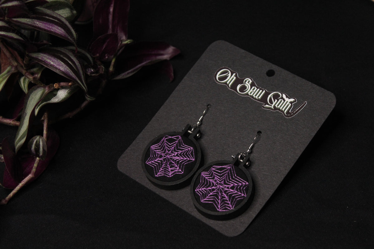 Black and Purple Spiderweb Earrings