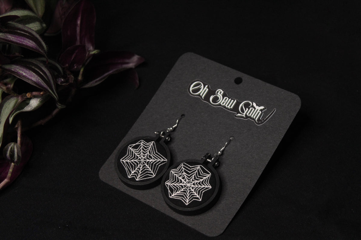 Black and White Spiderweb Earrings