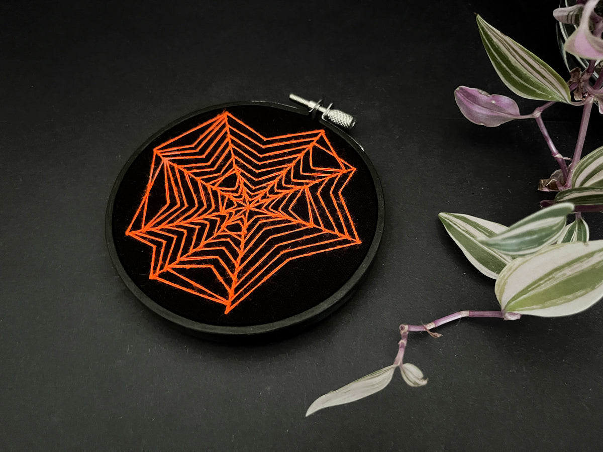 Neon Orange Spiderweb Hoop