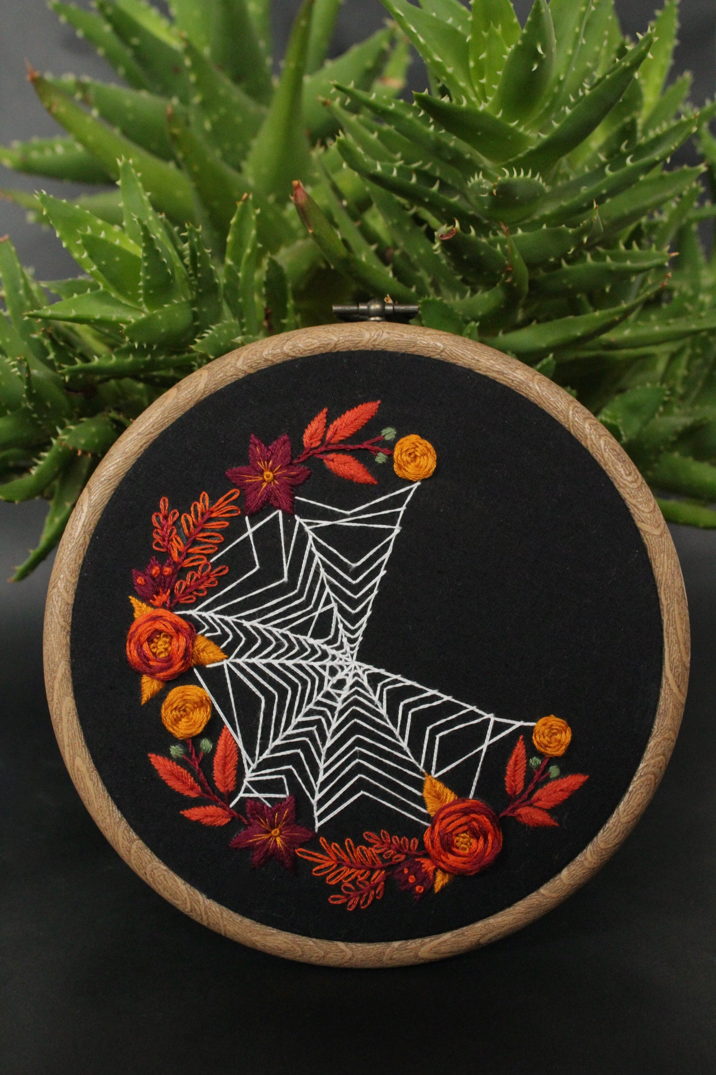 Autumnal Floral Spiderweb Hoop