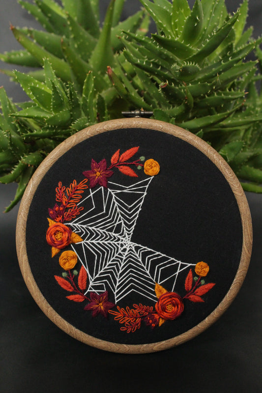 Autumnal Floral Spiderweb Hoop