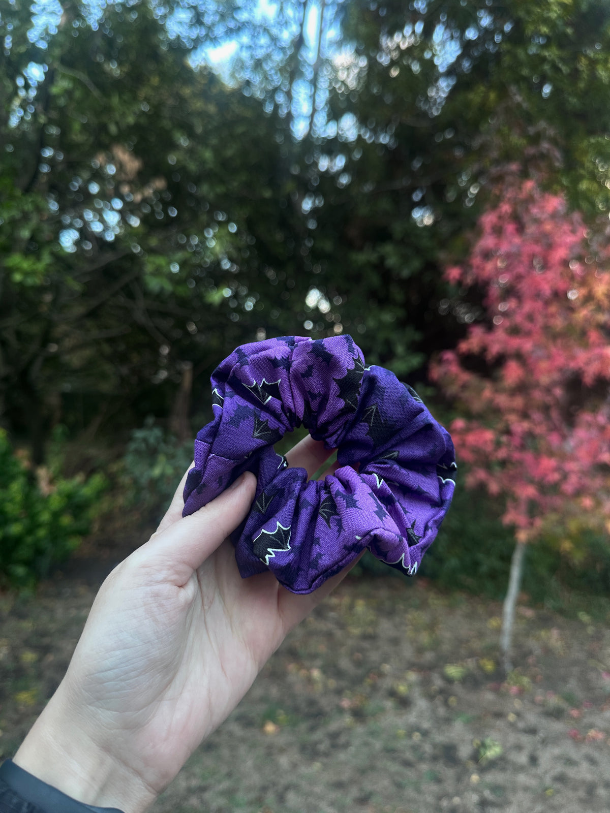 Purple Glow in the Dark Bats Scrunchie
