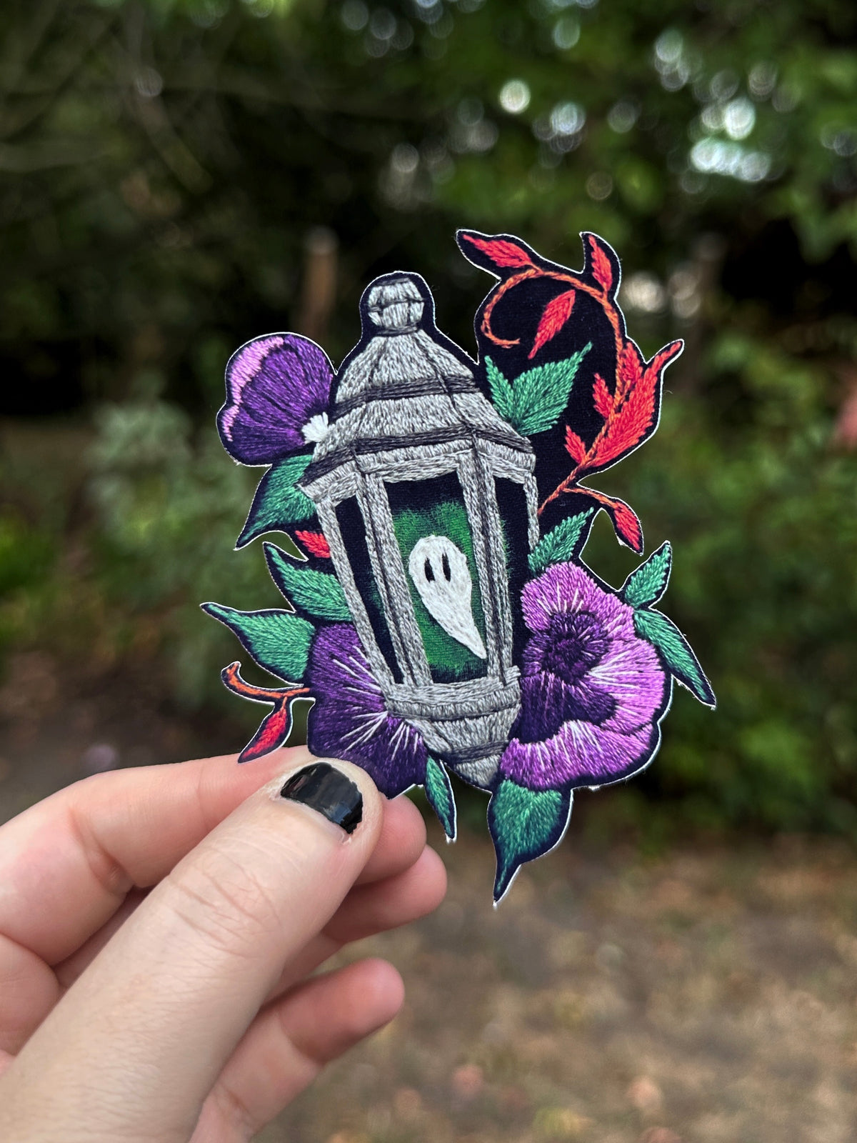 Gothic Ghost Lantern Embroidery Sticker