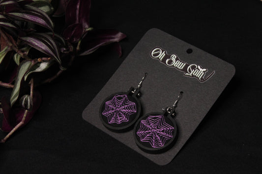 Black and Purple Spiderweb Earrings