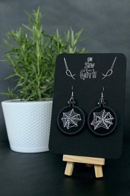 Black and White Spiderweb Earrings