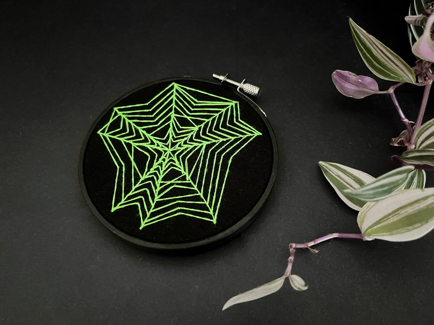 Neon Green Spiderweb Hoop